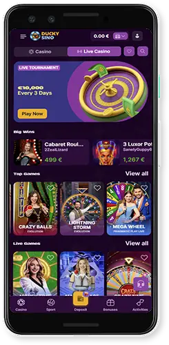 Functies van de Duckysino Casino-app